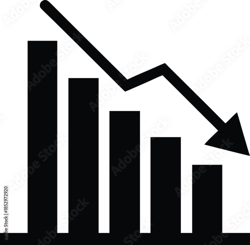 falling market chart vector silhouette icon