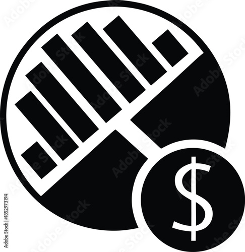 Money pie infographic icon for profit margin. vector illustration