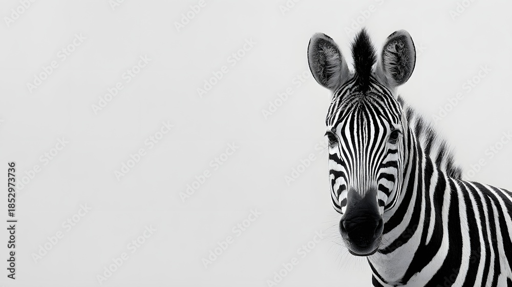 Obraz premium Striking Black and White Zebra Portrait - A Captivating Wildlife Study.