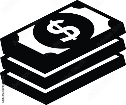 silhouette icon of stack of dollar bills
