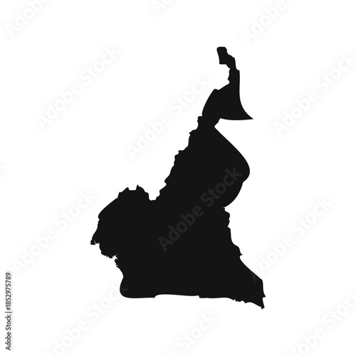 Black and White Cameroon Simple Map