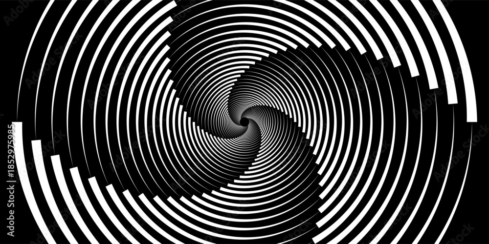 Fototapeta premium Abstract Circular Pattern Vector Background. Round Colorful Arcs Spiral Backdrop. Moving Circles. 3D Tunnel Depth Effect. Vector Illustration. Radial Speed Lines.