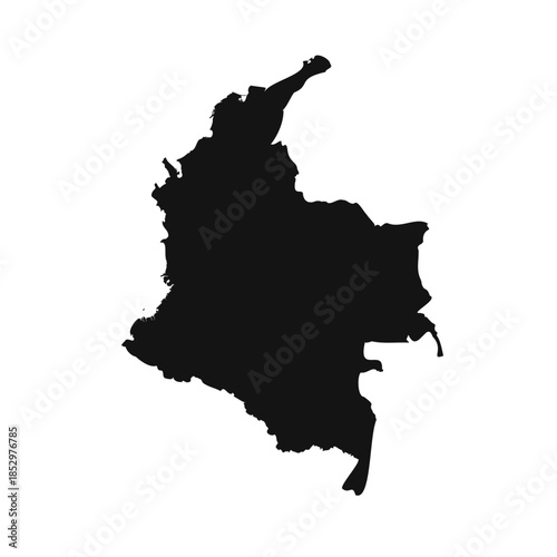 Black and White Colombia Simple Map