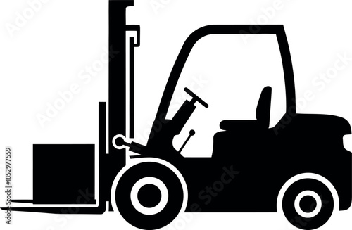 Forklift loading cardboard box icon for warehouse operations symbol