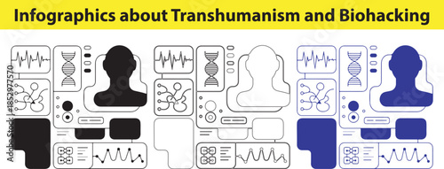 Infographics on Transhumanism and Biohacking Concepts Illustrated