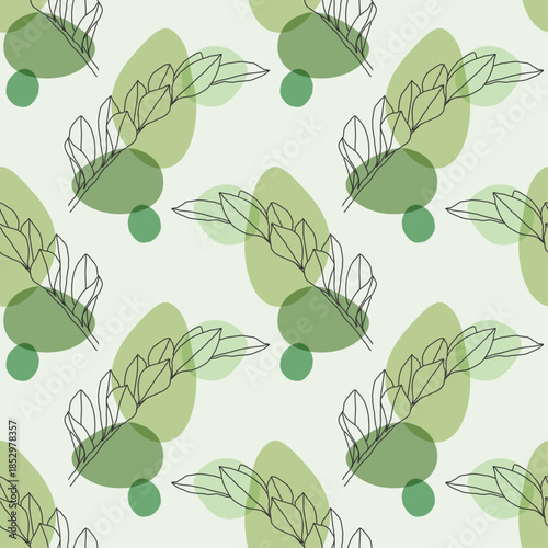 Trendy minimalist seamless botanical pattern with abstract creative line art hand drawn composition