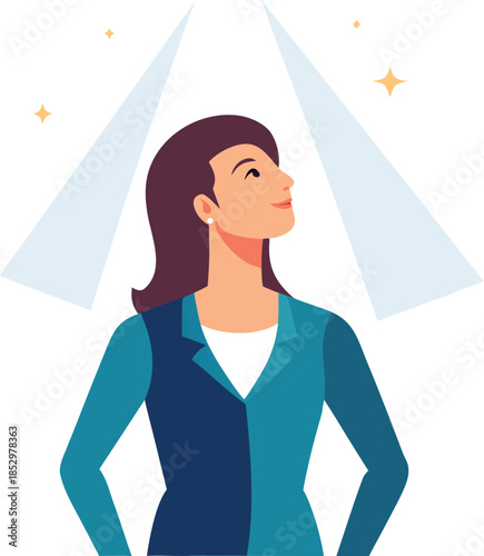 Empowered woman under spotlight