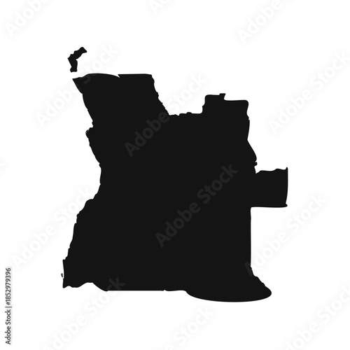Black and White Angola Simple Map