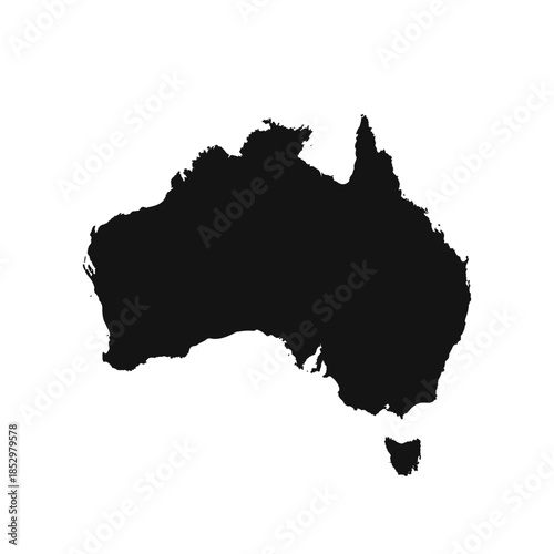 Black and White Australia Simple Map