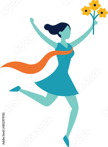 Empowered woman celebrating freedom and rights