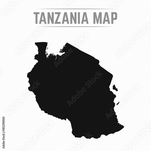 Black and White Tanzania Simple Map