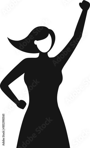 Empowered woman silhouette with raised fist