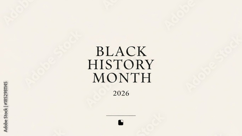 Black history month 2026 celebration logo with text on beige background