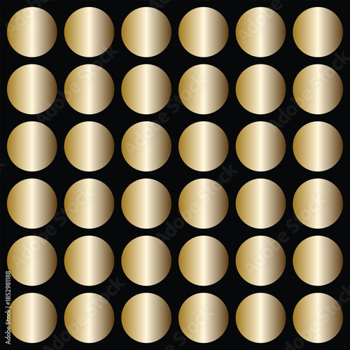 Golden Circles Pattern on Black Background with Gradient Effect