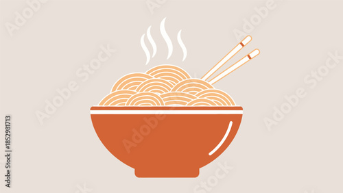 Steaming hot bowl of Asian noodles with chopsticks, a delicious and comforting meal.