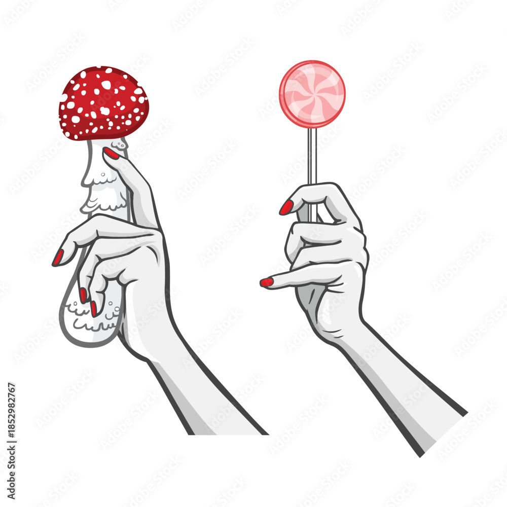 custom made wallpaper toronto digitalDrawing women's hands hold food items. Vector.