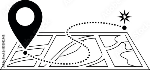 Delivery map navigation with location pin and dotted route