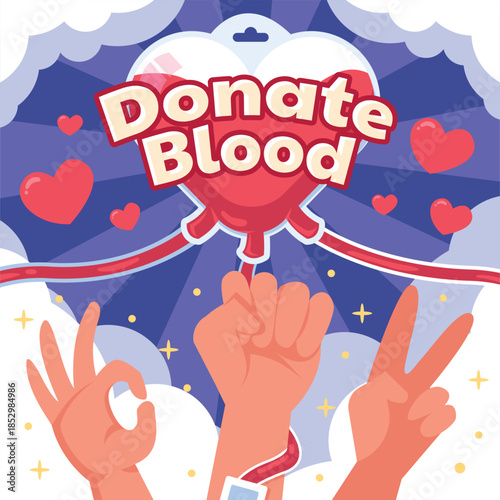 Save Lives Blood Donation Concept for World Blood Donor Day Vector Desig