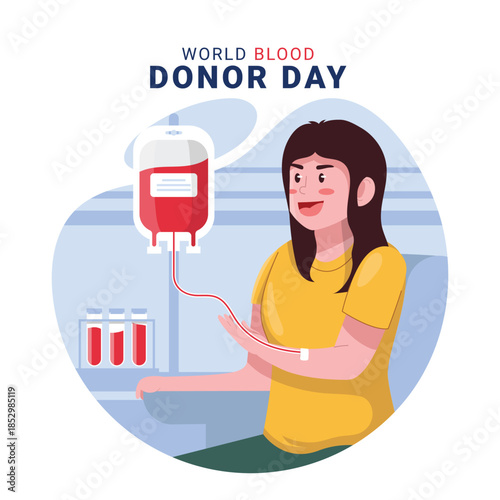 World Blood Donor Day Vector Illustration with Blood Bag