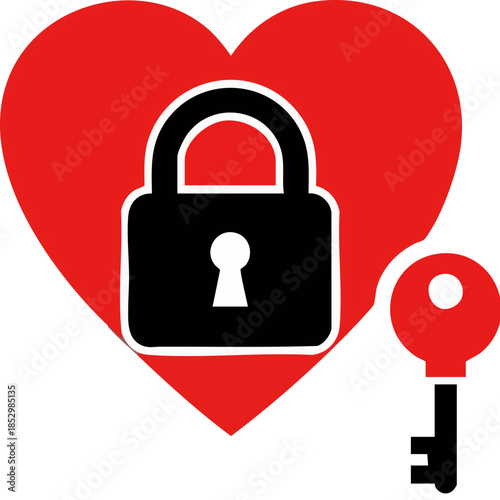 Protecting love and affection with a secure lock symbol representing relationship commitment and privacy