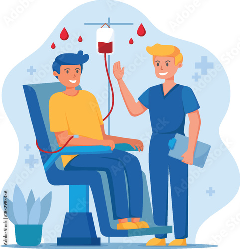 World Blood Donor Day Vector Illustration with Blood Bag