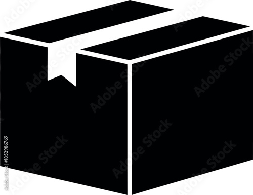 Isometric delivery box silhouette icon for shipping package