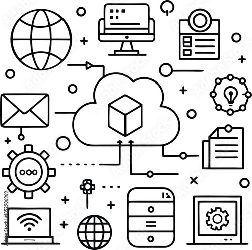 Finance line icons set. Money payments elements outline icons collection.