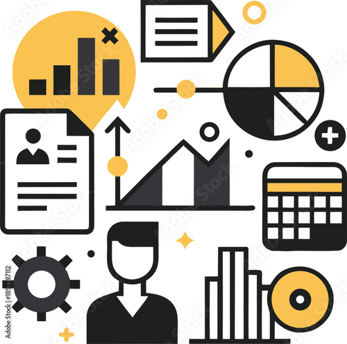 Finance line icons set. Money payments elements outline icons collection.