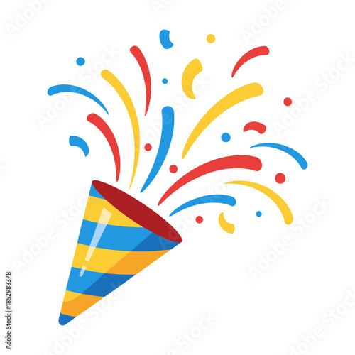 Bright confetti exploding from a festive popper for joyful celebrations