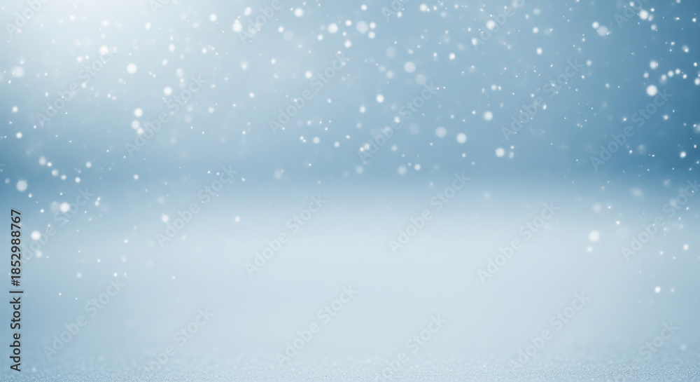 Fototapeta premium Minimalist Winter Holiday Abstract Background with Cool Blue Gradient and Light Particles