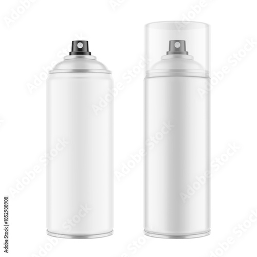Aerosol spray can mockup. Vector illustration isolated on white background. Easy to use for presentation your product, idea, design. EPS10.