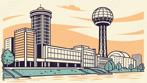 Knoxville skyline showcases urban landscape of tennessee, ideal for travel websites, city guides, real estate brochures, and destination marketing.