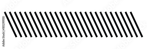 Slash lines pattern. Border with tilted parallel stripes. Embroidery ornament with slanted stitches on white background. Geometric print for caution tape or barrier.  Eps 10