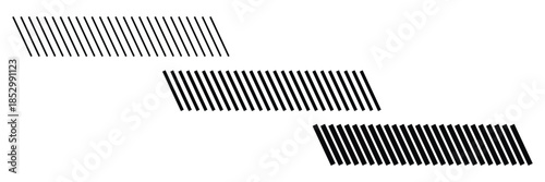 Slash lines pattern. Border with tilted parallel stripes. Embroidery ornament with slanted stitches on white background. Geometric print for caution tape or barrier.  Eps 10