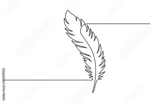 Dainty One Line Bird Feather Illustration for Wedding Stationery
