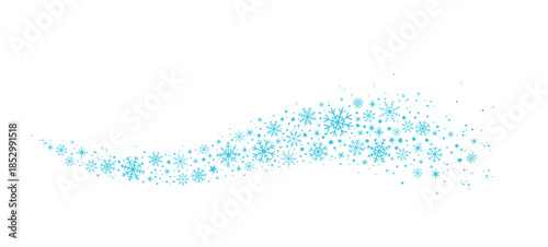 Snow frozen decorative wave, with snowflakes and flakes
