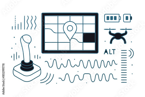 Remote Drone Control UI with Joystick and Navigation Map