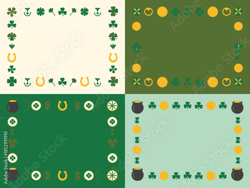 Festive frames adorned with shamrocks lucky golden horseshoes and shiny coins for Irish celebrations