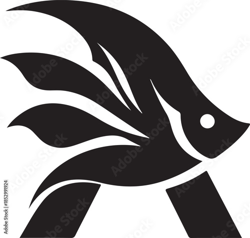Elegant angelfish logo design a lettermark with a sleek silhouette