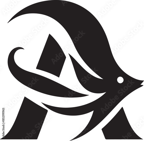 Elegant angelfish letter logo design a striking vector silhouette