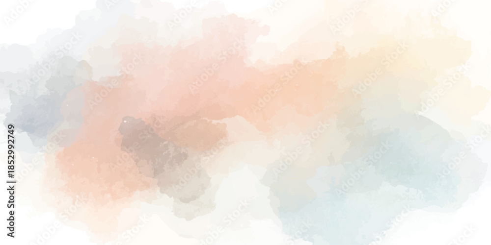 Obraz premium Dreamy pastel watercolor background with soft flowing washes in blue, lavender, and coral,clouds in gentle hues, perfect for creative and calming designs.