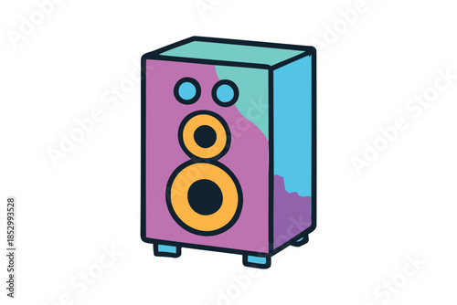 Modern colorful audio speaker and subwoofer electronic device illustration