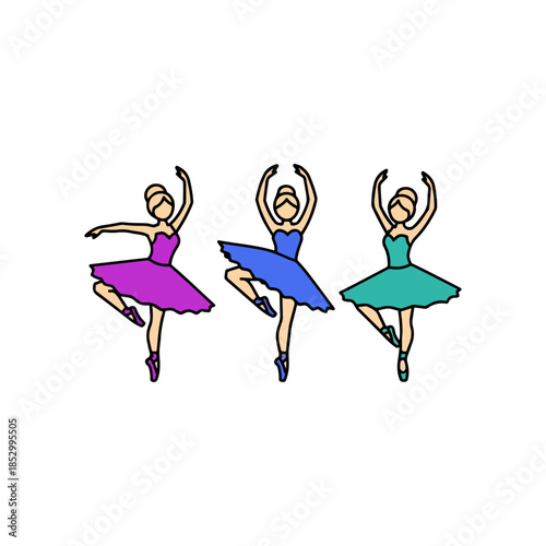 Three Ballet Dancers Performing Dynamic Pose.