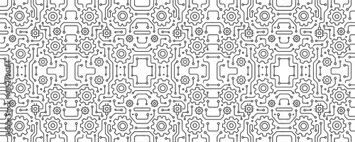 Abstract circuit gear Seamless Pattern - 1