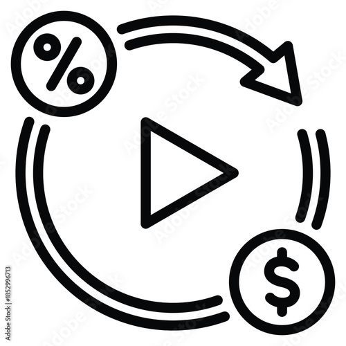 Entertainment Tax Icon Line Vector Illustration