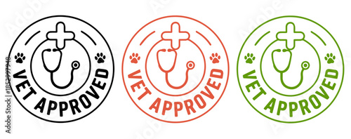 Vet approved badge set , Vet approved stamp set, Vet approved logo set