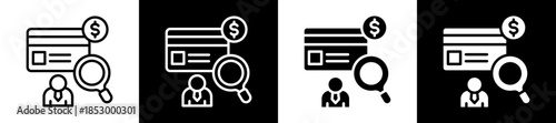 Credit Analysis Icon Set In Black And White Filled Style Collection