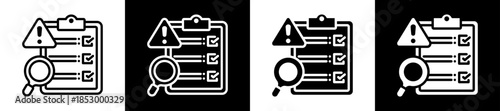 Risk Monitoring Icon Set In Black And White Filled Style Collection