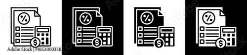 Loan Calculator Icon Set In Black And White Filled Style Collection