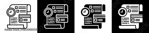 Credit History Icon Set In Black And White Filled Style Collection
